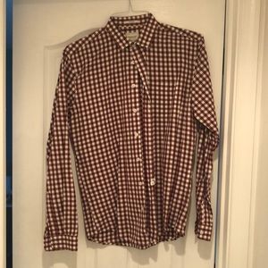 Frank & Oak men’s medium button down maroon gingham.